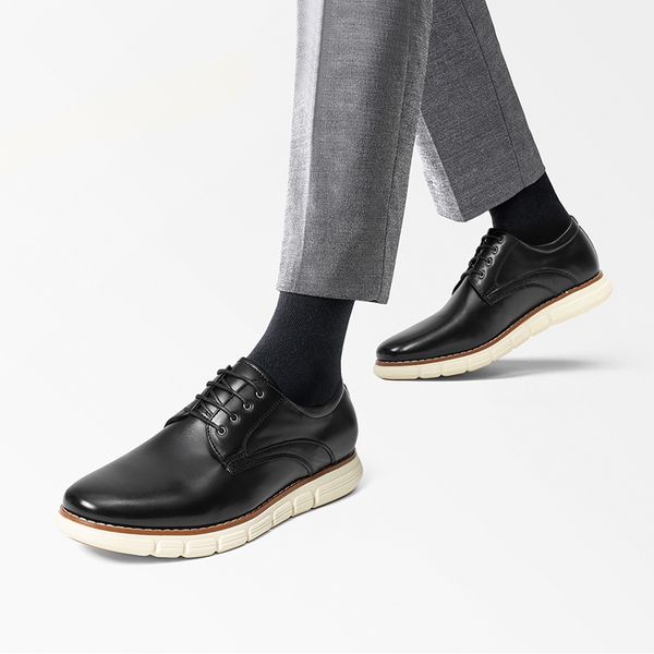 [CrossFlex NeatPolish] Men's Wide Plain-Toe Dress Sneakers - BLACK - 7